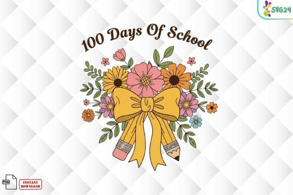 100 Days of School Floral Bow PNG: A Versatile Design for Celebrating Milestones