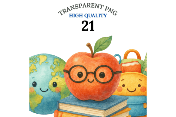 21 School Supply Clipart PNG Bundle: Enhance Your Back-to-School Projects with Vibrant Designs