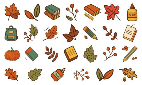 27 Autumn School Clipart Bundle