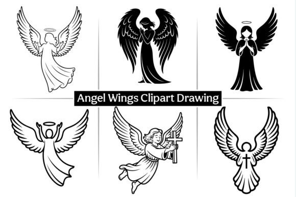 Angel Wings Clipart Drawing Silhouette: A Versatile Design for Christian and Educational Themes