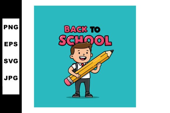 Boy Holding Oversized Pencil Back to Sch