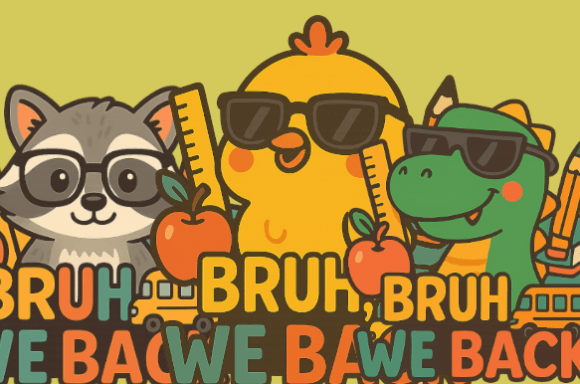 Bruh We Back Characters: A Playful and Colorful Cartoon Sticker Collection for Back-to-School