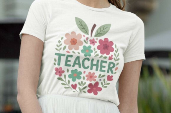 Floral Apple Teacher Design PNG: A Vibrant and Versatile Graphic for Educators
