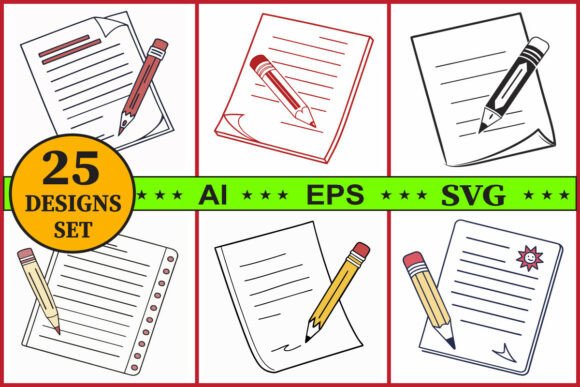 Notebook and Pencil Vector Bundle Set