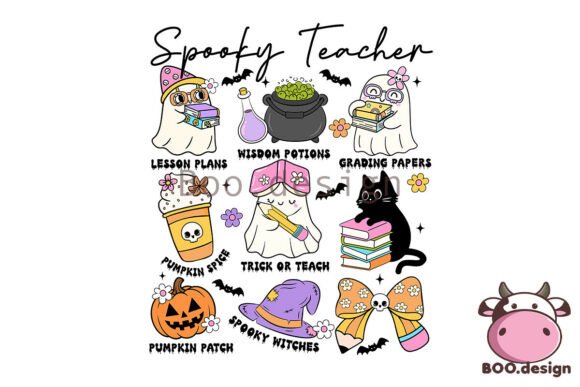 Retro Spooky Teacher Halloween PNG: A Versatile Design for Creative Projects
