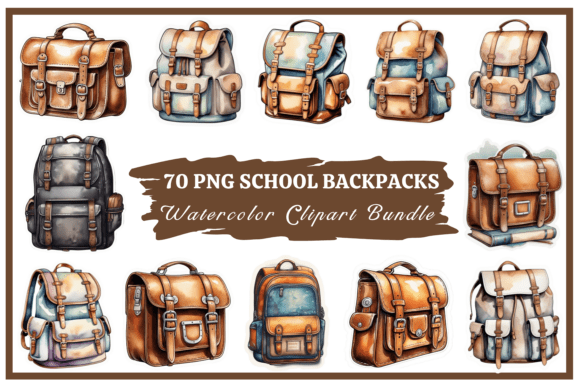 School Backpacks Watercolor Clipart Pack: A Versatile Creative Resource