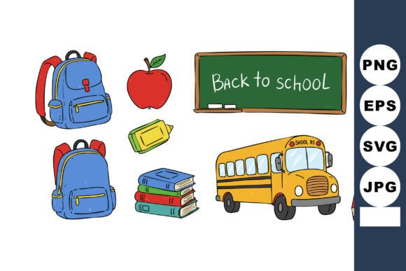 School Supplies Backpack Apple Books Yel: A Versatile Visual Asset for Educational and Creative Workflows