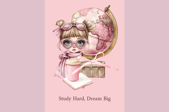 Study Hard Dream Big Girl Illustration: A Strategic Visual Asset for Ambition and Growth