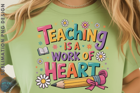 Teaching is a Work of Heart PNG Design