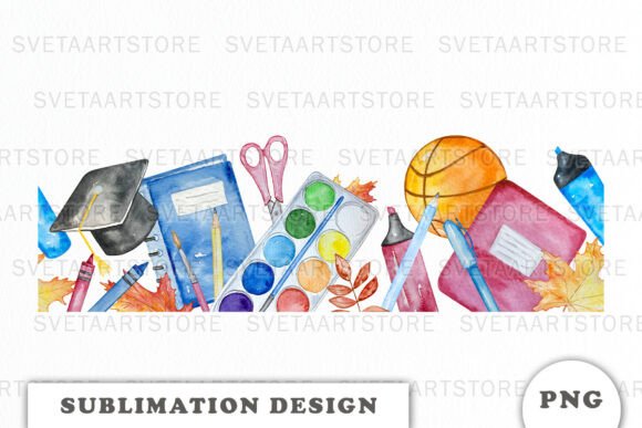 Watercolor School Seamless Border: A Versatile Design Element for Creative Projects